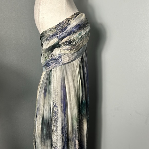 ABS Allen Schwartz Silk Print Strapless Gown with open back sz 8 - Picture 8 of 17